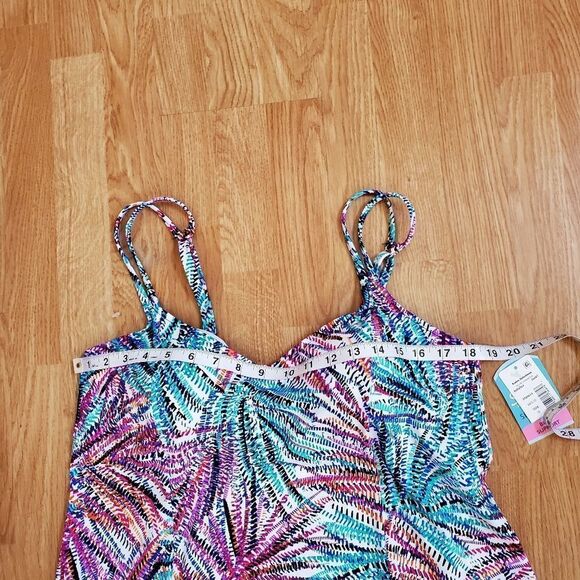 Colorful "Palmalicious" Hi Low Tankini Top size 18 - Picture 9 of 12